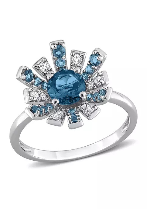 Buy 👍 1 3/4 CT TGW London Blue Topaz and White Topaz Starburst Cocktail Ring in Sterling Silver by Belk & Co. 🛒 6 Buy 👍 1 3/4 CT TGW London Blue Topaz and White Topaz Starburst Cocktail Ring in Sterling Silver by Belk & Co. 🛒 - Image 6