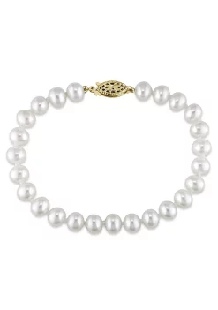 Buy 🎁 6-7MM Freshwater Cultured Pearl Bracelet with 14K Yellow Gold Clasp by Belk & Co. 🛒 -DealsBelk & Co. Store Belk 31141
