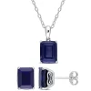 Deals 👍 Lab Created 2-Piece Set of 8.6 ct. t.g.w. Created Blue Sapphire Solitaire Earrings and Pendant with Chain in Sterling Silver by Belk & Co. 🧨