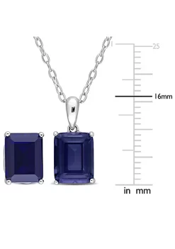 Deals 👍 Lab Created 2-Piece Set of 8.6 ct. t.g.w. Created Blue Sapphire Solitaire Earrings and Pendant with Chain in Sterling Silver by Belk & Co. 🧨 -DealsBelk & Co. Store Belk 31149