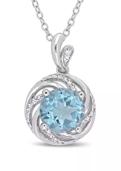 New ๐ 2.5 ct. t.w. Blue and White Topaz and 1/10 ct. t.w. White Diamond Accent Swirl Pendant with Chain in Sterling Silver by Belk & Co. ๐ 3 New ๐ 2.5 ct. t.w. Blue and White Topaz and 1/10 ct. t.w. White Diamond Accent Swirl Pendant with Chain in Sterling Silver by Belk & Co. ๐ - Image 3