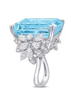 Discount 🧨 28.4 ct. t.g.w. Sky Blue Topaz and 1.76 ct. t.w. Diamond Cocktail Ring in 14K White Gold by Belk & Co. 🌟 -DealsBelk & Co. Store Belk 31172
