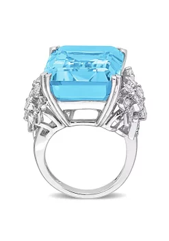 Discount 🧨 28.4 ct. t.g.w. Sky Blue Topaz and 1.76 ct. t.w. Diamond Cocktail Ring in 14K White Gold by Belk & Co. 🌟 -DealsBelk & Co. Store Belk 31173