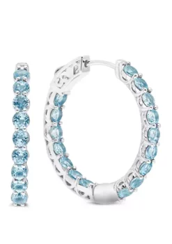 Brand new 🥰 4 ct. t.w. Sky Blue Topaz Hoop Earrings in Sterling Silver by Belk & Co. 🎁