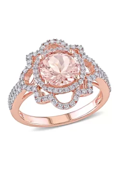 Hot Sale 🧨 1.75 ct. t.w. Morganite and 1/2 ct. t.w. Diamond Quatrefoil Ring in 14k Rose Gold by Belk & Co. 🧨
