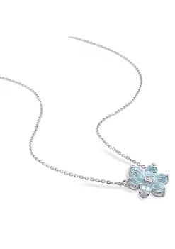 Discount 😍 2-Piece Set of 4.55 ct. t.g.w. Aquamarine and 1/10 ct. t.w. Diamond Floral Earrings and Pendant with Chain in 14K White Gold by Belk & Co. 👏 -DealsBelk & Co. Store Belk 31192