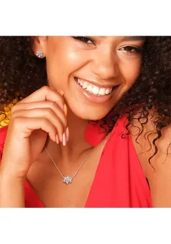 Discount 😍 2-Piece Set of 4.55 ct. t.g.w. Aquamarine and 1/10 ct. t.w. Diamond Floral Earrings and Pendant with Chain in 14K White Gold by Belk & Co. 👏 -DealsBelk & Co. Store Belk 31193