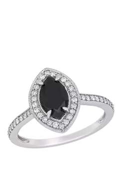 Deals 🤩 1.25 ct. t.w. Black and White Diamond Marquise Halo Ring in 10K White Gold by Belk & Co. 🔔