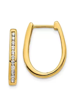 Deals 💯 1/2 ct. t.w. Diamond Oval Hinged Hoop Earrings in 14K Yellow Gold by Belk & Co. 😉 -DealsBelk & Co. Store Belk 31205