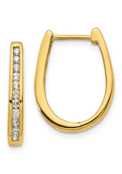 Deals 💯 1/2 ct. t.w. Diamond Oval Hinged Hoop Earrings in 14K Yellow Gold by Belk & Co. 😉 -DealsBelk & Co. Store Belk 31206