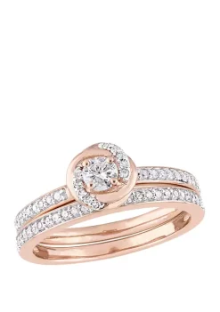 Budget 💯 2 Piece 1/2 ct. t.w. Diamond Swirl Bridal Ring Set in 10k Rose Gold by Belk & Co. 🎉