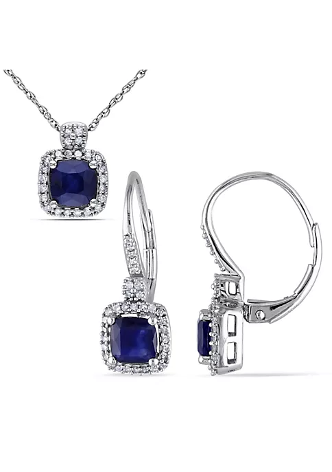 Best deal ๐ฏ 2-Piece Set of 2.15 ct. t.g.w. Diffused Sapphire and 1/3 ct. t.w. Diamond Earrings and Pendant with Chain in 10K White Gold by Belk & Co. ๐ 1 Best deal ๐ฏ 2-Piece Set of 2.15 ct. t.g.w. Diffused Sapphire and 1/3 ct. t.w. Diamond Earrings and Pendant with Chain in 10K White Gold by Belk & Co. ๐
