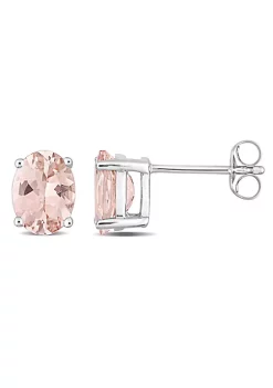 Flash Sale 🎁 2.33 CT TGW Morganite Oval Solitaire Stud Earrings in 14k White Gold by Belk & Co. 🤩 -DealsBelk & Co. Store Belk 31237
