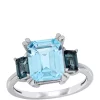 Best Pirce 🤩 4.88 ct. t.w. Sky and London Blue Topaz 3 Stone Ring by Belk & Co. 😀