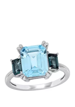 Best Pirce ๐คฉ 4.88 ct. t.w. Sky and London Blue Topaz 3 Stone Ring by Belk & Co. ๐