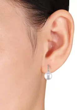 Best deal ✔️ 9-10 Millimeter South Sea Cultured Pearl and 1/10 ct. t.w. Diamond Earrings in 14k White Gold by Belk & Co. 🛒 -DealsBelk & Co. Store Belk 31244