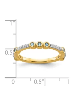 Coupon 🤩 1/5 ct. t.w. Aquamarine and 1/10 ct. t.w. Diamond Stackable Expressions Ring in 14K Gold by Belk & Co. 😀 -DealsBelk & Co. Store Belk 31254
