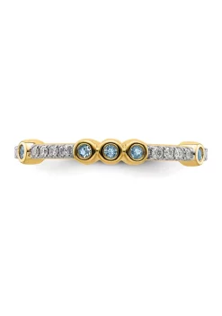 Coupon 🤩 1/5 ct. t.w. Aquamarine and 1/10 ct. t.w. Diamond Stackable Expressions Ring in 14K Gold by Belk & Co. 😀 -DealsBelk & Co. Store Belk 31256