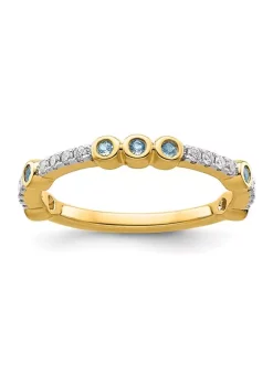 Coupon 🤩 1/5 ct. t.w. Aquamarine and 1/10 ct. t.w. Diamond Stackable Expressions Ring in 14K Gold by Belk & Co. 😀 -DealsBelk & Co. Store Belk 31257