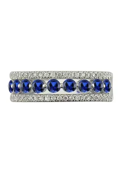 Outlet 💯 1/4 ct. t.w Diamond and Sapphire Anniversary Ring in 14K White Gold by Belk & Co. 🥰