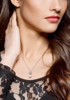 Best Pirce 😉 8-8.5mm Freshwater Cultured Pearl and Diamond Accent Drop Pendant with Chain in 10k White Gold by Belk & Co. 👏 -DealsBelk & Co. Store Belk 31269