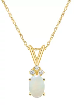 Wholesale ✨ 14K Gold 7x5 Oval Opal Diamond Accent Pendant by Belk & Co. 😍