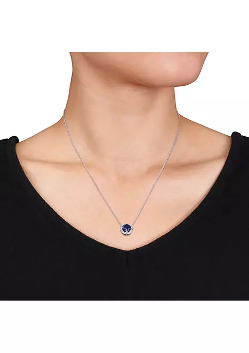 New ๐ Lab Created 2-Piece Set of 8.25 ct. t.g.w. Created Blue Sapphire and Created White Sapphire Halo Earring and Pendant with Chain in Sterling Silver by Belk & Co. ๐ฏ 2 New ๐ Lab Created 2-Piece Set of 8.25 ct. t.g.w. Created Blue Sapphire and Created White Sapphire Halo Earring and Pendant with Chain in Sterling Silver by Belk & Co. ๐ฏ - Image 2