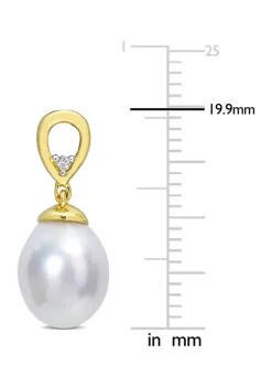 Coupon 💯 8-9mm South Sea Cultured Freshwater Pearl and White Topaz Drop Earrings in Yellow Plated Sterling Silver by Belk & Co. 😉 -DealsBelk & Co. Store Belk 31313