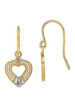 Promo 🎁 14K Yellow Gold with White Rhodium Polished Heart Shepherd Hook Earrings by Belk & Co. 🎁