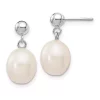 Top 10 😉 14K White Gold 8-9mm White Rice Freshwater Cultured Pearl Dangle Post Earrings by Belk & Co. 🎉