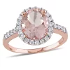 Best deal 👏 Oval-Cut Morganite and 2/5 CT TW Diamond Halo Ring in 10k Rose Gold by Belk & Co. 🛒