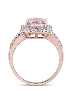 Best deal 👏 Oval-Cut Morganite and 2/5 CT TW Diamond Halo Ring in 10k Rose Gold by Belk & Co. 🛒 -DealsBelk & Co. Store Belk 31352