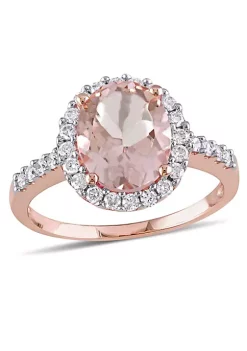 Best deal 👏 Oval-Cut Morganite and 2/5 CT TW Diamond Halo Ring in 10k Rose Gold by Belk & Co. 🛒 -DealsBelk & Co. Store Belk 31355
