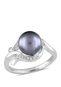 Wholesale 🤩 1/10 ct. t.w. Diamond and 8.5 to 9 Millimeter Cultured Tahitian Pearl Accent Ring in 14k White Gold by Belk & Co. 🛒 -DealsBelk & Co. Store Belk 31359