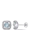 Flash Sale ⭐ 1.5 ct. t.w. Aquamarine and 1/4 ct. t.w. Diamond Stud Earrings in 10k White Gold by Belk & Co. 👏