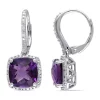 Promo 😉 6 CT TGW Amethyst and 1/5 CT TW Diamond Leverback Halo Earrings in Sterling Silver by Belk & Co. 👏