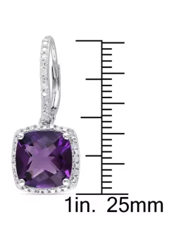Promo 😉 6 CT TGW Amethyst and 1/5 CT TW Diamond Leverback Halo Earrings in Sterling Silver by Belk & Co. 👏 -DealsBelk & Co. Store Belk 31391
