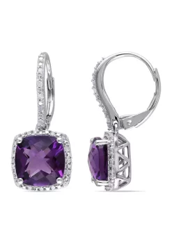 Promo 😉 6 CT TGW Amethyst and 1/5 CT TW Diamond Leverback Halo Earrings in Sterling Silver by Belk & Co. 👏 -DealsBelk & Co. Store Belk 31394