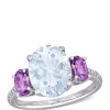 Brand new ⭐ 3 ct. t.w. Ice Aquamarine, 4/5 ct. t.w. Amethyst and 1/10 ct. t.w. Diamond 3-Stone Ring in Sterling Silver by Belk & Co. 🌟