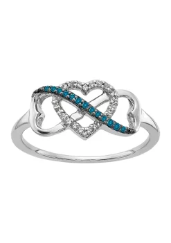 Flash Sale ✨ 1/10 ct. t.w. Blue and White Diamond Infinity and Heart Ring in 14K White Gold by Belk & Co. 😉