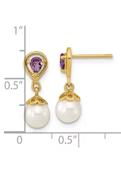 Brand new 😉 3.08 ct. t.w. Amethyst and 6-7mm White Round Freshwater Cultured Pearl Post Dangle Earrings in 14K Yellow Gold by Belk & Co. 🤩 -DealsBelk & Co. Store Belk 31405