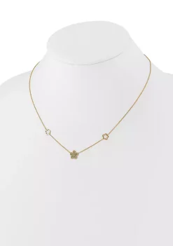 Outlet 🔔 14K Yellow Gold Polished and Filigree Flower Stations with 1 Inch Extension Necklace by Belk & Co. 🎉 -DealsBelk & Co. Store Belk 31419