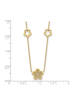 Outlet 🔔 14K Yellow Gold Polished and Filigree Flower Stations with 1 Inch Extension Necklace by Belk & Co. 🎉 -DealsBelk & Co. Store Belk 31420