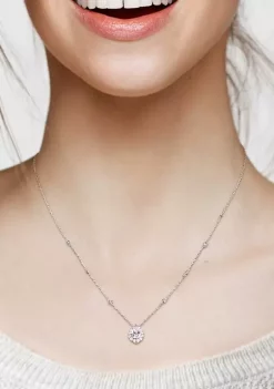 Budget 👏 1.5 ct. t.w. Created Moissanite Halo Necklace in Sterling Silver by Belk & Co. ❤️ -DealsBelk & Co. Store Belk 31426