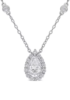 Budget 👏 1.5 ct. t.w. Created Moissanite Halo Necklace in Sterling Silver by Belk & Co. ❤️ -DealsBelk & Co. Store Belk 31427
