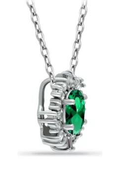 Cheap ✔️ Lab Created 0.91 ct. Nano Emerald and White Topaz Necklace on 18 inch chain, Sterling Silver by Belk & Co. ❤️ -DealsBelk & Co. Store Belk 3144