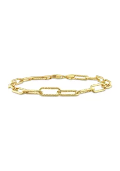 Wholesale ✨ 18k Yellow Gold Plated Sterling Silver 6mm Fancy Paperclip Chain Bracelet by Belk & Co. 🥰
