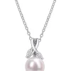Discount ❤️ 7.5-8mm Freshwater Cultured Pearl and Diamond Accent Drop Pendant with Chain in Sterling Silver by Belk & Co. 👏