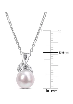 Discount ❤️ 7.5-8mm Freshwater Cultured Pearl and Diamond Accent Drop Pendant with Chain in Sterling Silver by Belk & Co. 👏 -DealsBelk & Co. Store Belk 31456
