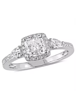 Best Sale ๐งจ 1.37 ct. t.w. Diamond 3 Stone Halo Engagement Ring in 14k White Gold by Belk & Co. โ๏ธ